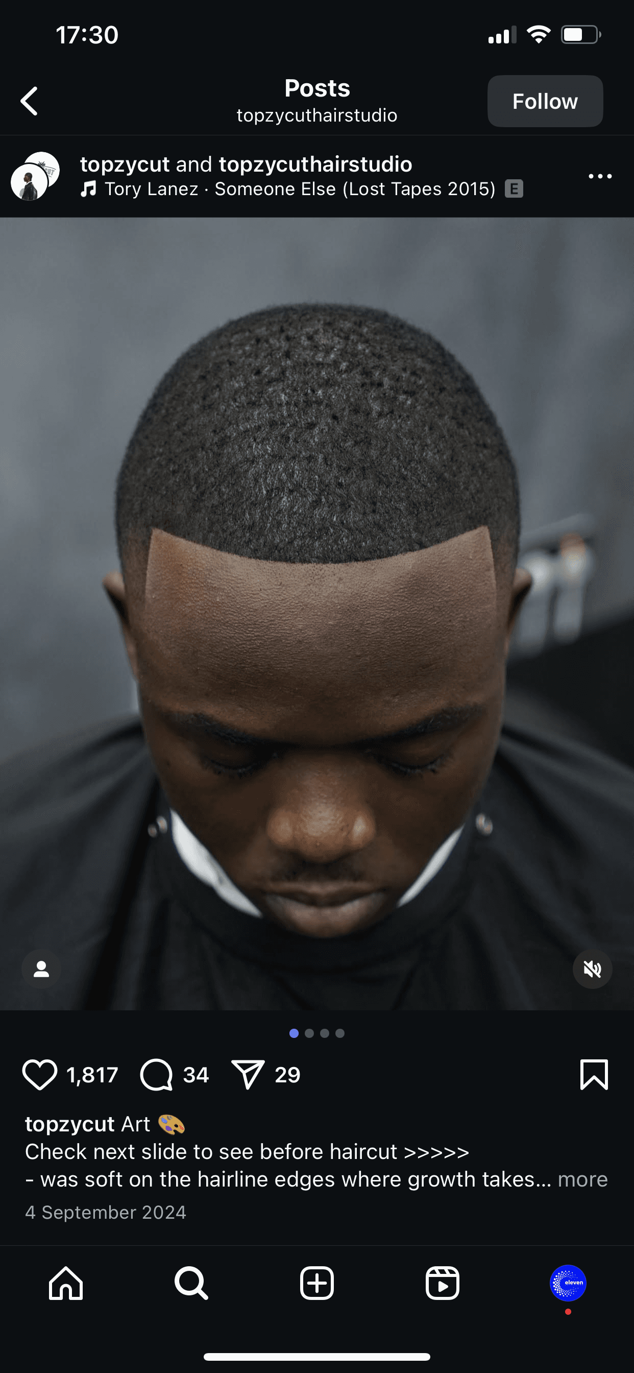 Close-up of a freshly treated fade haircut