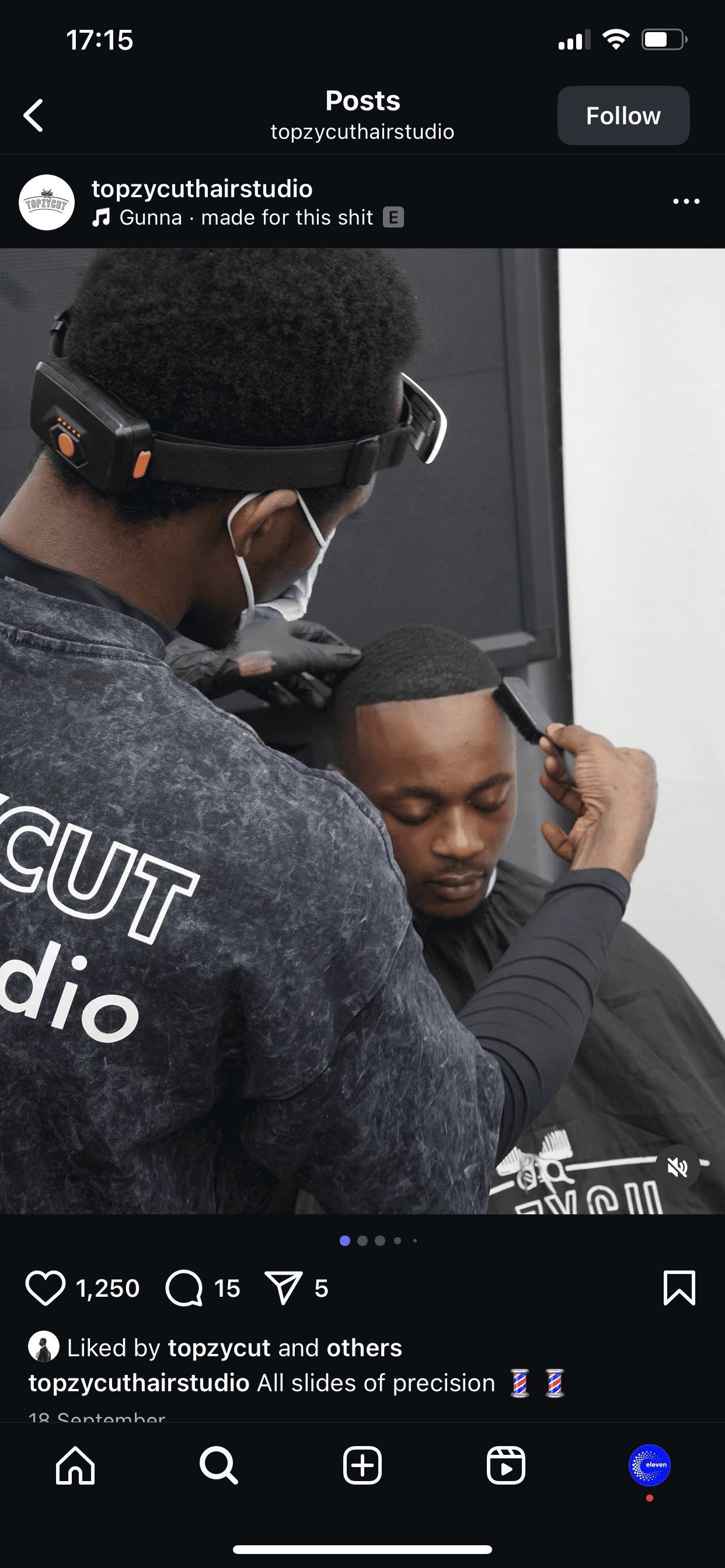 Barber perfecting a line-up on a client